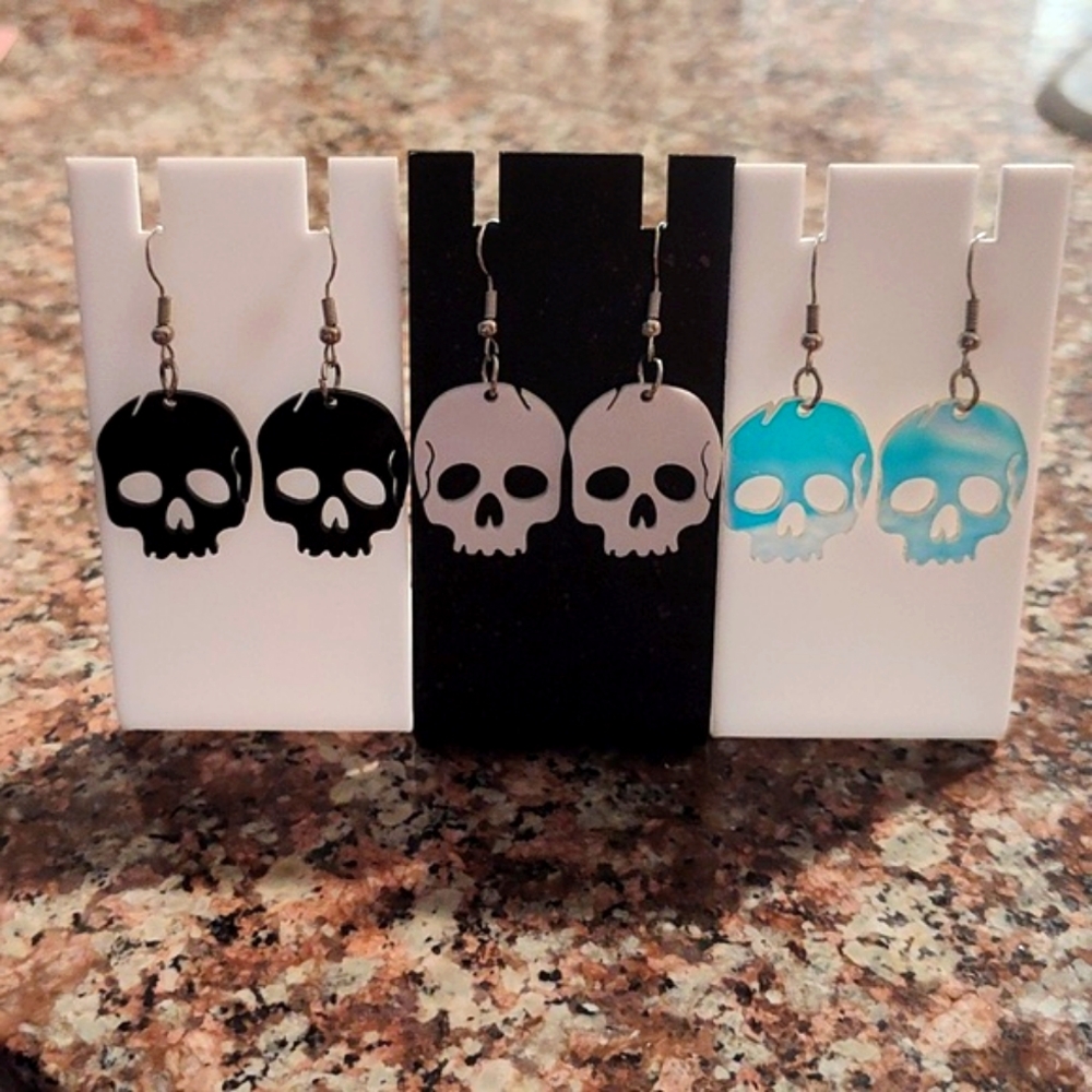 Skull Dangle Earrings - 3 Colors Available